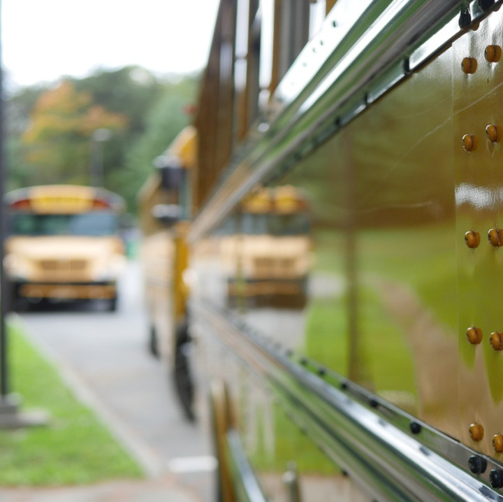 row of school buses